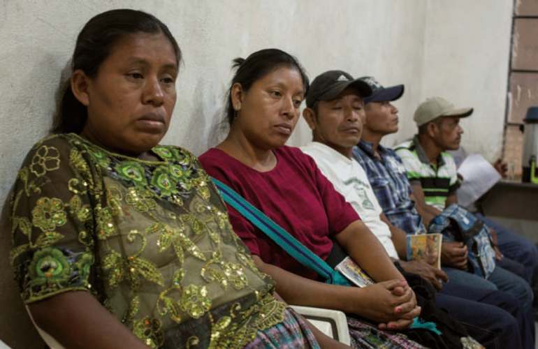 Indigeni Q’eqchi’ del Valle de Polochic raccontano la propria lotta per l'accesso alla terra, Cobán, Alta Verapaz, Guatemala, 13 aprile 2016.<br /><br />
©Amnistía Internacional / Anaïs Taracena